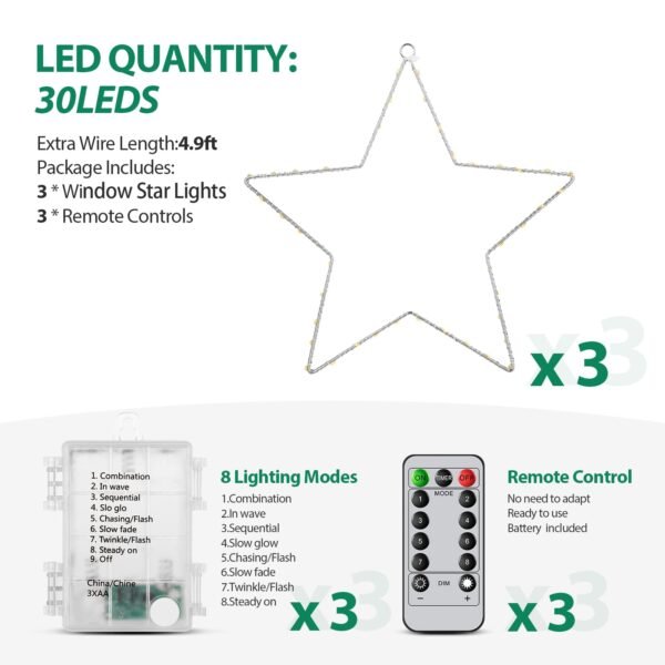 Window Lights 3 Pack Christmas Window Star Lights - Image 9